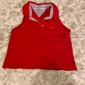 Tommy Hilfiger, size Medium, red, polo, cut off